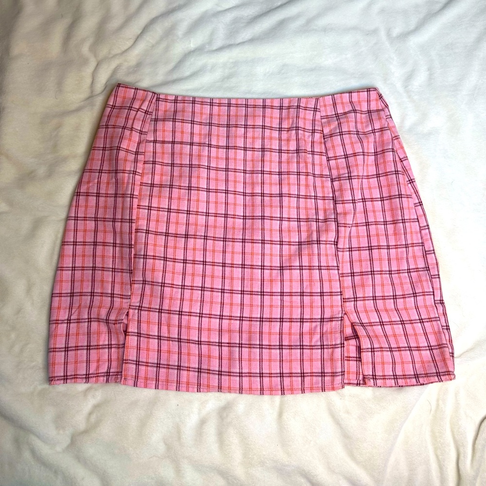 Pinky plaid skirt
